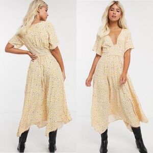 FREE PEOPLE In‎ Full Bloom Fall Floral Midi Dress Women’s Size XS midi